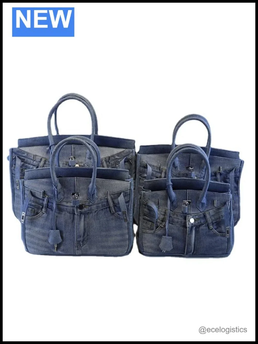 Women's Denim Tote Satchel Large Capacity Washed Denim Shoulder Bag for Travel